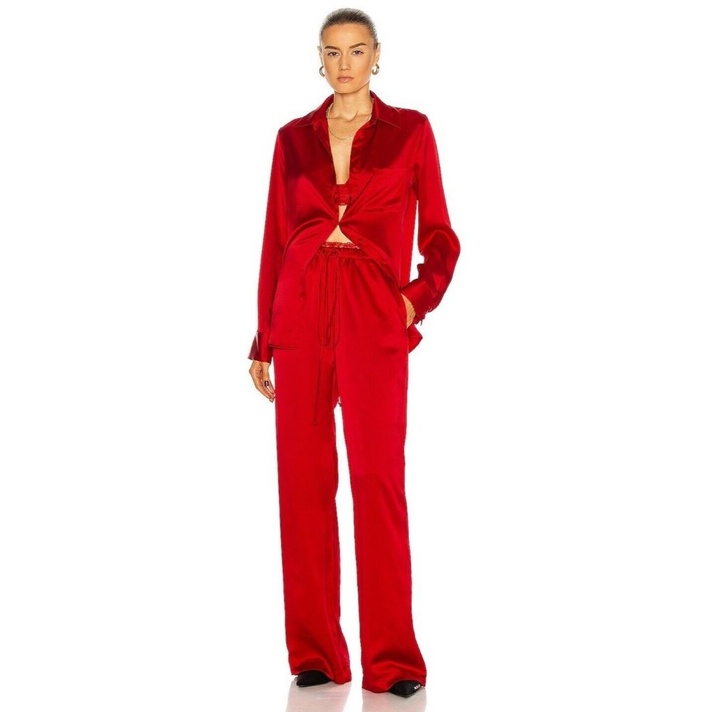 LaQuan Smith FWRD Full Length Wide Leg Pants Red M